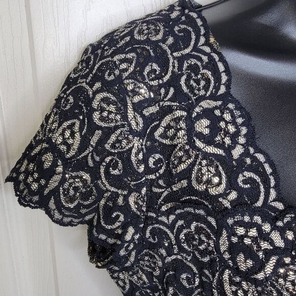 Joseph Ribkoff vintage 90s lace midriff crop top size 12 - Picture 3 of 7